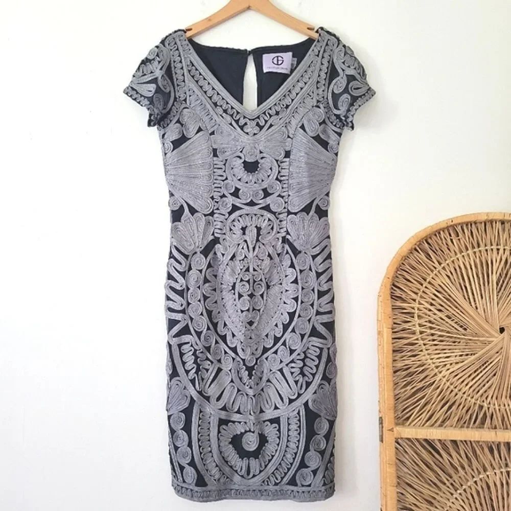JS Collections Soutache Mesh Sheath Dress 6 Elegant Wedding Guest Cocktail Dress